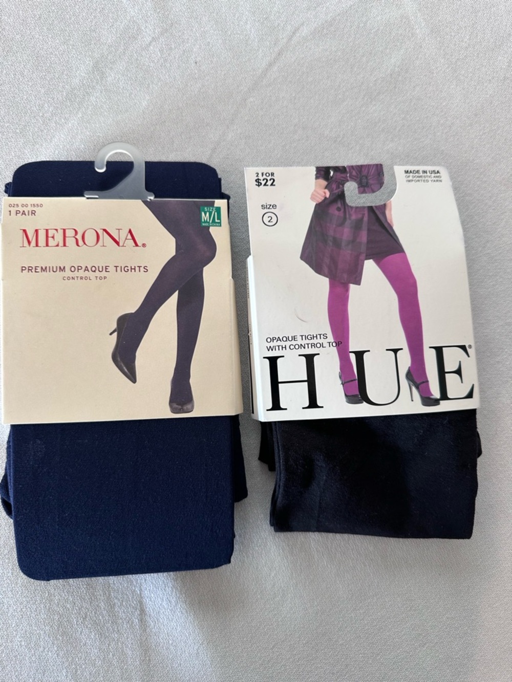 Pair of Navy Opaque Tights and Pair of Black of Black Opaque Tights - 03